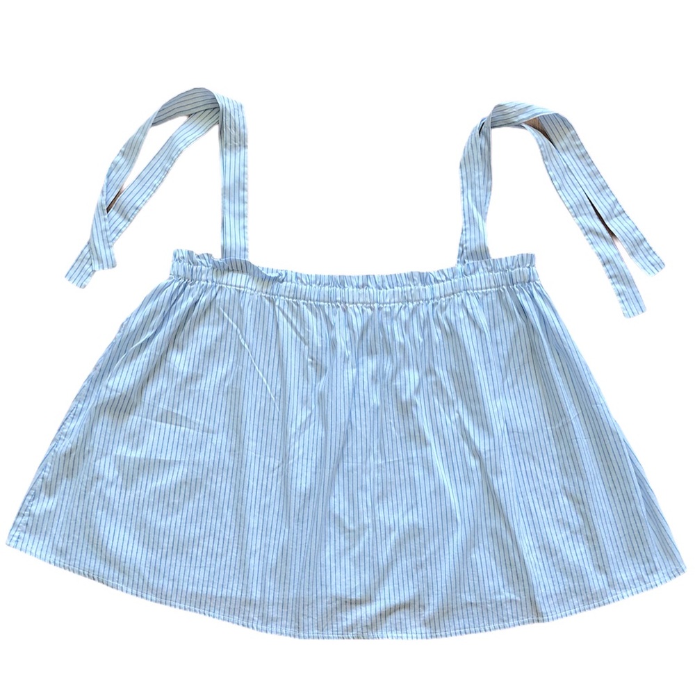 KES Striped Ruffle Tie-Strap Crop Top Sz. 40/M